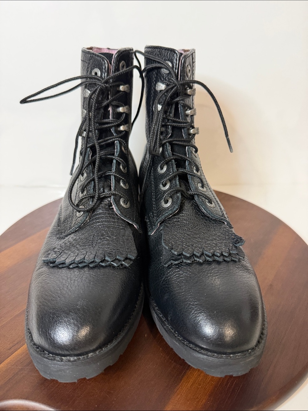 Ariat Heritage Lacer Black Leather Kiltie Boots 8B